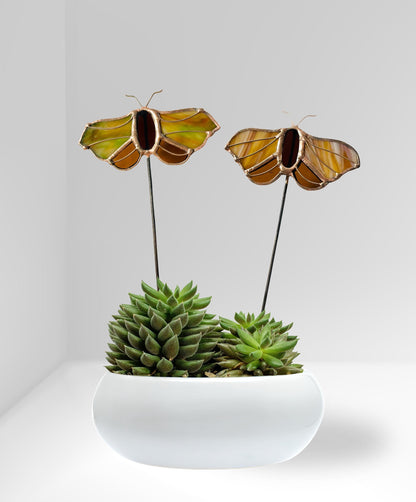Stained Glass Moth Plant Stake - Samara Designs Studio