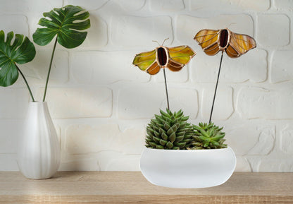 Stained Glass Moth Plant Stake - Samara Designs Studio