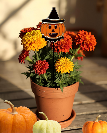 Halloween Vintage Style Jack O’Lantern Plant Stake - Samara Designs Studio