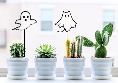 Halloween Stained Glass Ghost Plant Stake - Samara Designs Studio