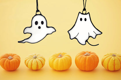 Halloween Stained Glass Ghost Suncatcher - Samara Designs Studio