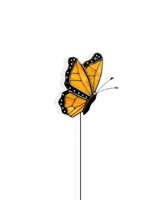 Stained Glass Monarch Butterfly Plant Stake - Samara Designs Studio