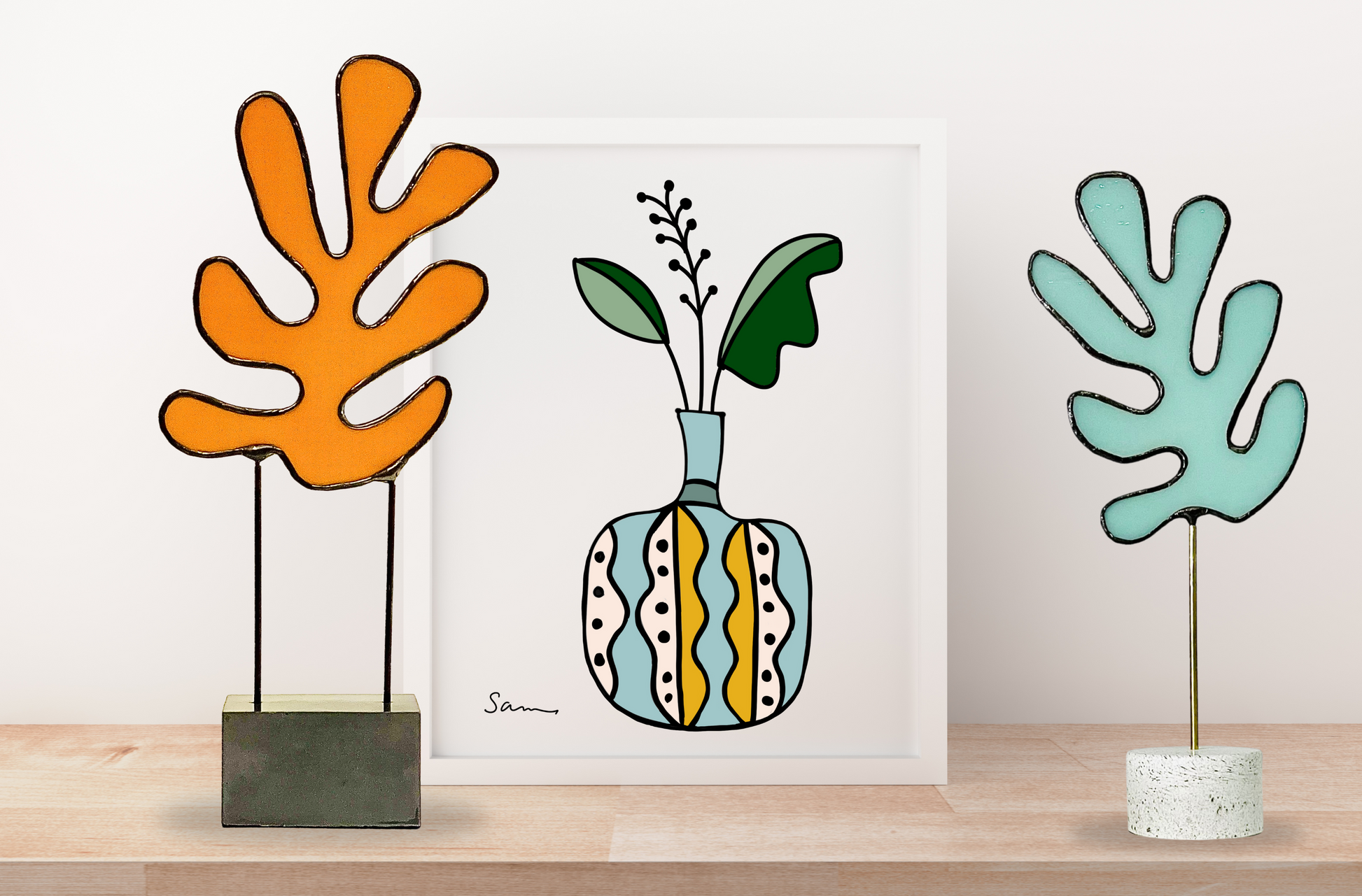 Matisse Inspired Stained Glass Sculpture - Samara Designs Studio