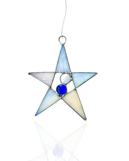 Pearl with Blue Star Suncatcher - Samara Designs Studio