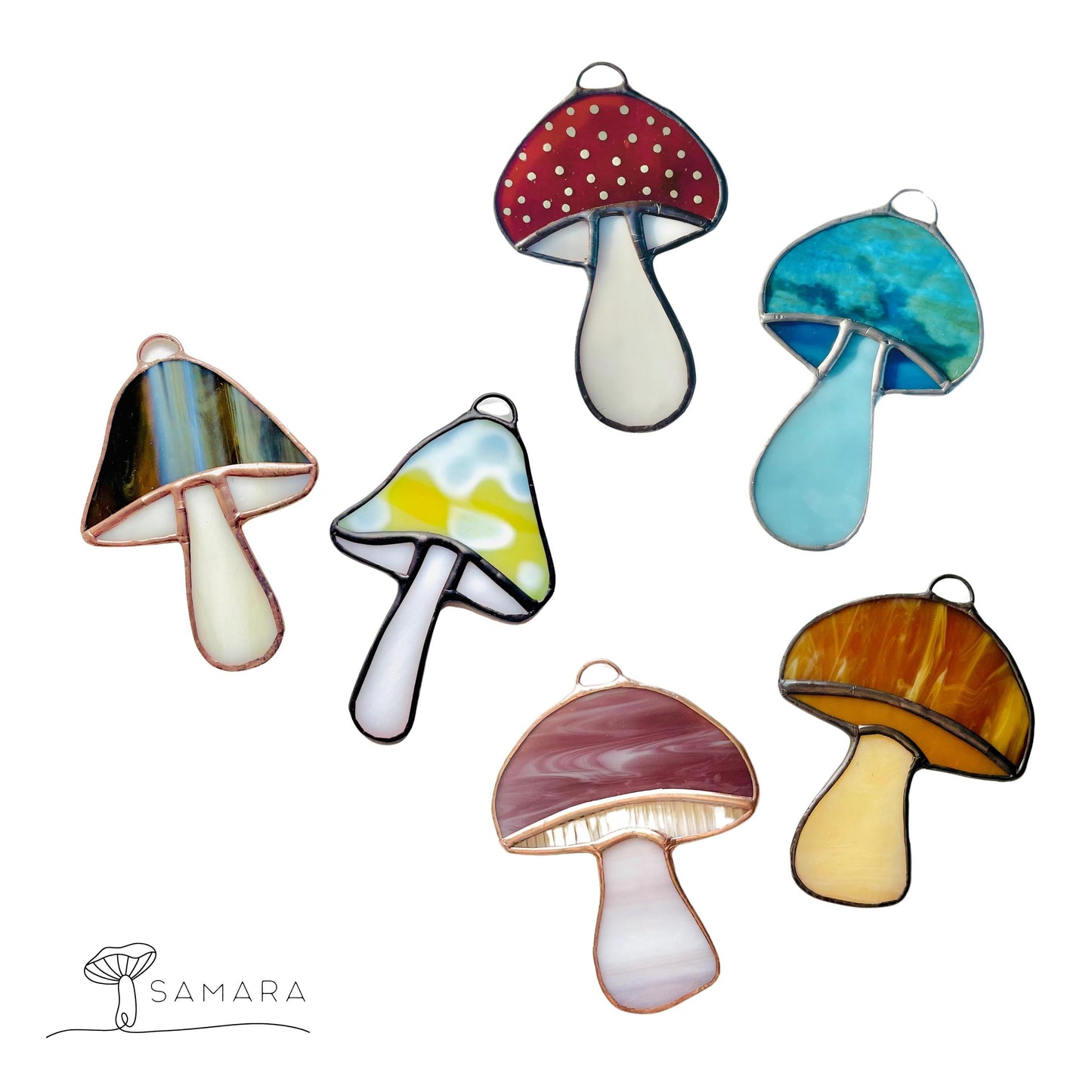 Stained Glass Mushroom Suncatchers - Samara Designs Studio