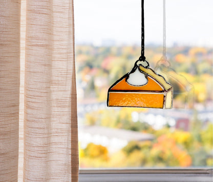 Mini Thanksgiving Pumpkin Pie Glass Suncatcher - Samara Designs Studio