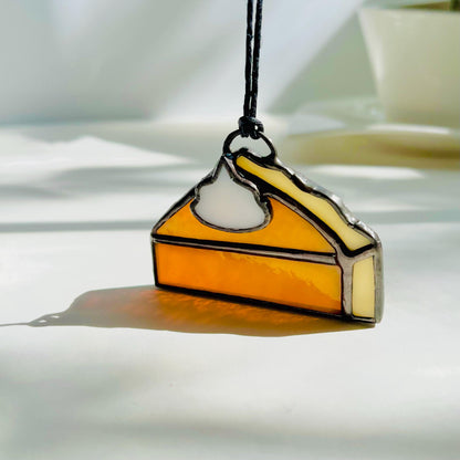 Mini Thanksgiving Pumpkin Pie Glass Suncatcher - Samara Designs Studio