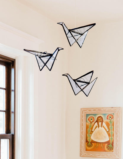 Stained Glass Origami Crane Suncatchers - Samara Designs Studio
