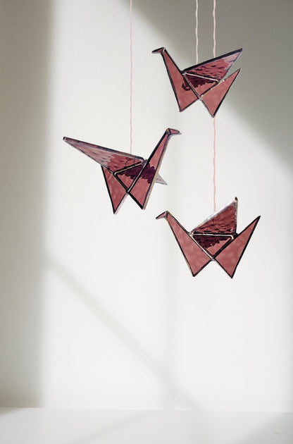 Stained Glass Origami Crane Suncatchers - Samara Designs Studio