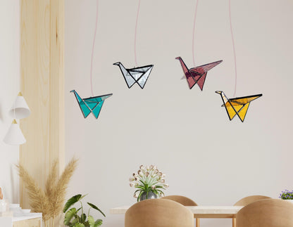 Stained Glass Origami Crane Suncatchers - Samara Designs Studio
