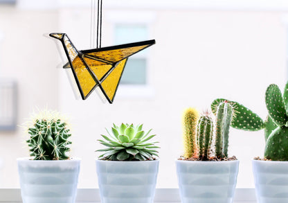 Stained Glass Origami Crane Suncatchers - Samara Designs Studio