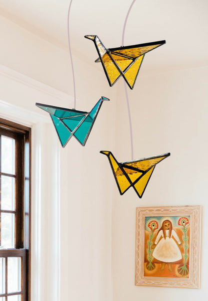 Stained Glass Origami Crane Suncatchers - Samara Designs Studio