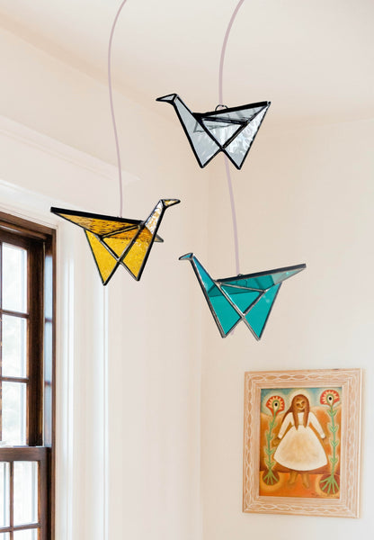 Stained Glass Origami Crane Suncatchers - Samara Designs Studio