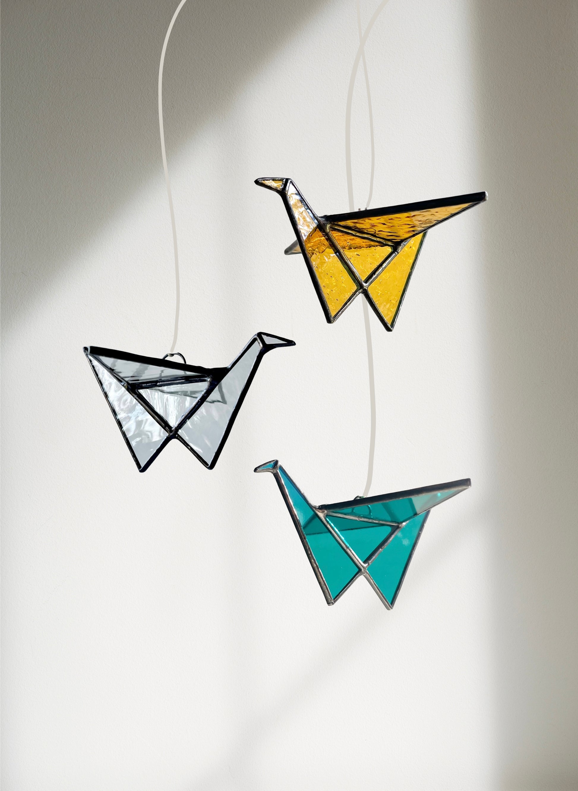 Stained Glass Origami Crane Suncatchers - Samara Designs Studio