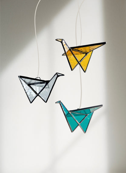 Stained Glass Origami Crane Suncatchers - Samara Designs Studio