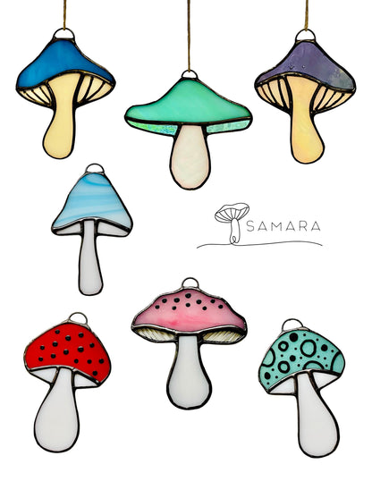 Stained Glass Mushroom Suncatchers - Samara Designs Studio