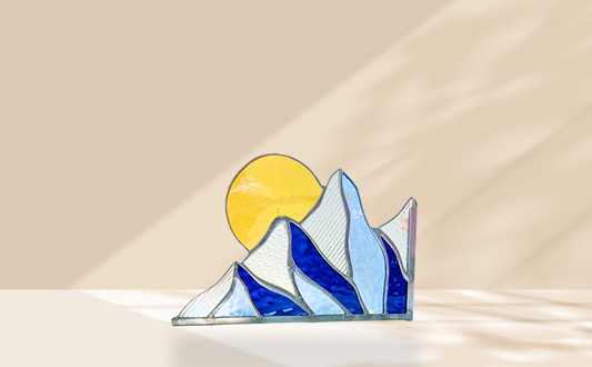 Winter Mountain Scape Stained Glass Corner - Samara Designs Studio
