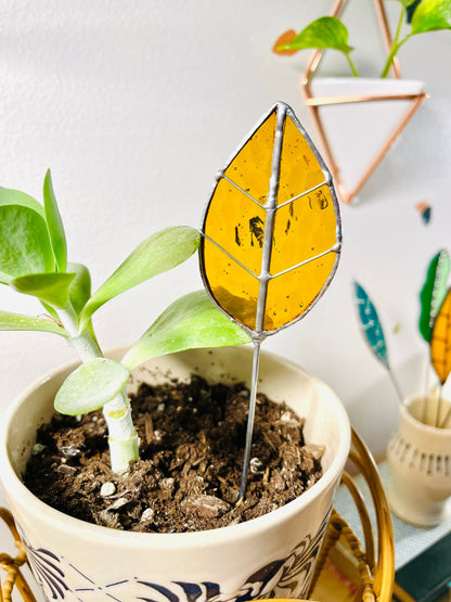 Glass Leaf Plant Stake - Samara Designs Studio