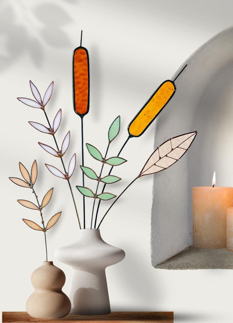 White Glass Wildflower Stem - Samara Designs Studio