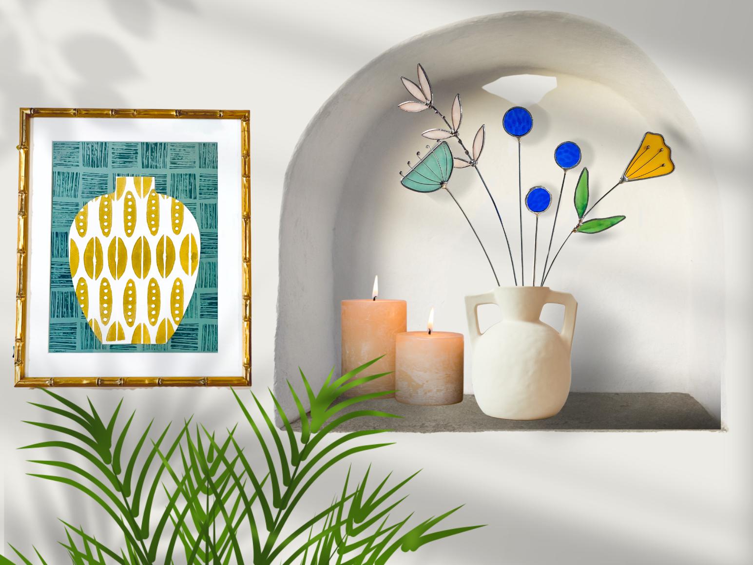 Blue Glass Globe Thistle Set - Samara Designs Studio