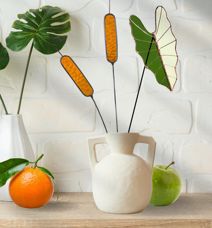 Glass Alocasia Leaf Stem - Samara Designs Studio