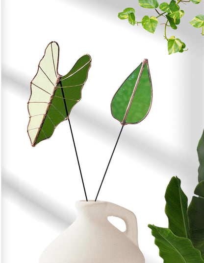 Glass Alocasia Leaf Stem - Samara Designs Studio