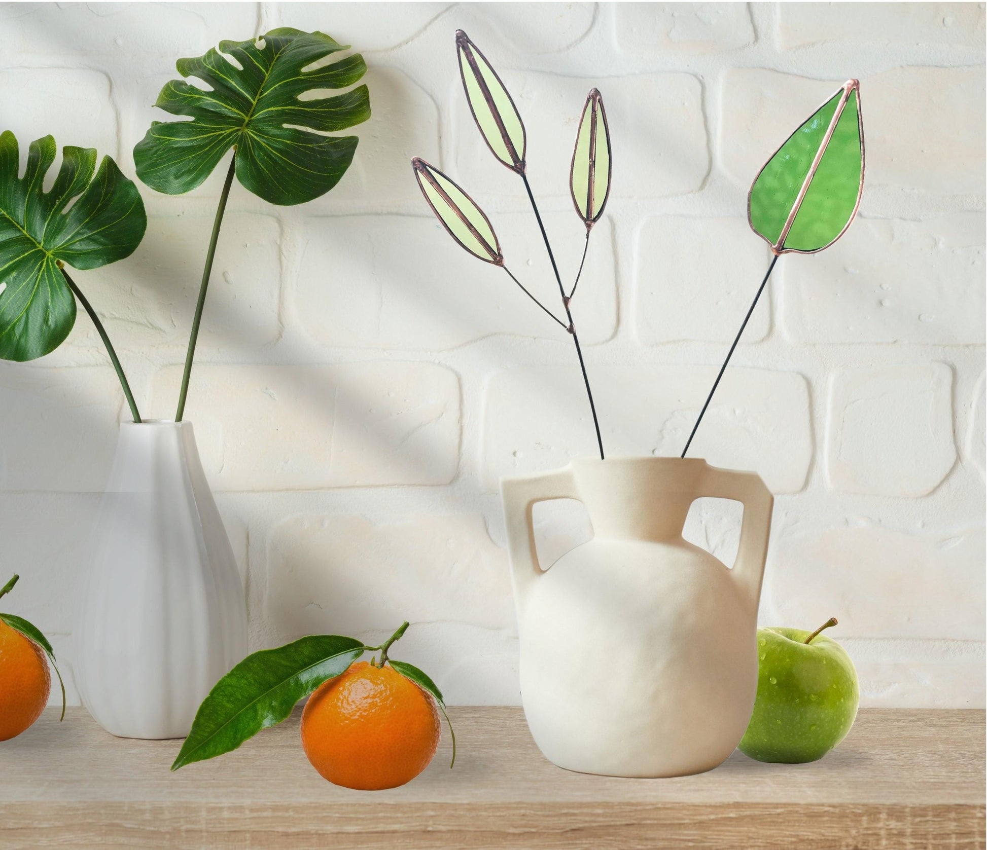 Glass Mulberry Leaf Stem - Samara Designs Studio