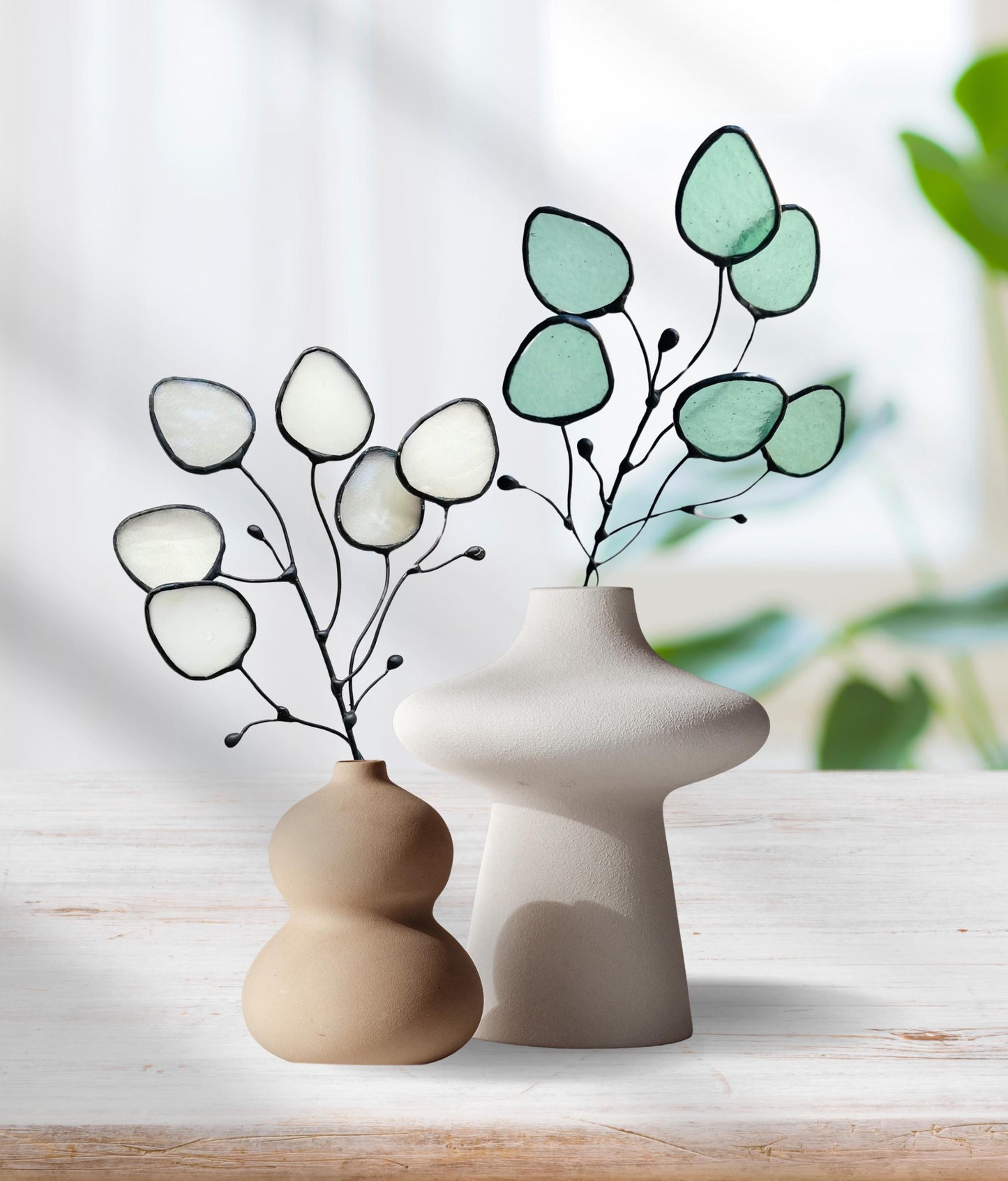 Glass Seafoam Eucalyptus Sprig - Samara Designs Studio