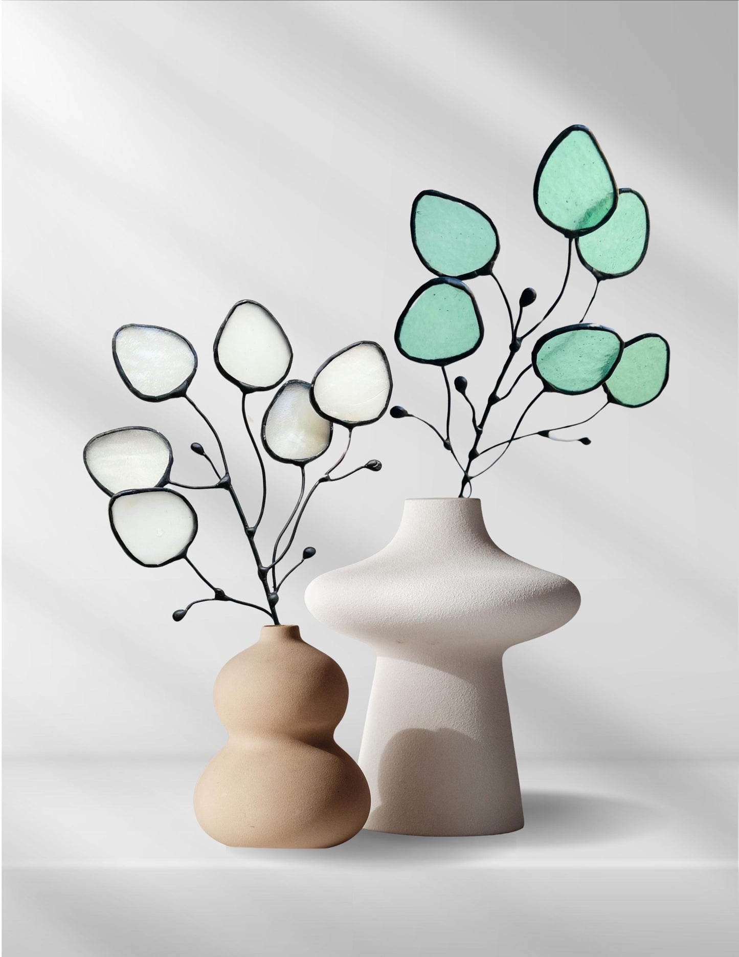 Glass Seafoam Eucalyptus Sprig - Samara Designs Studio