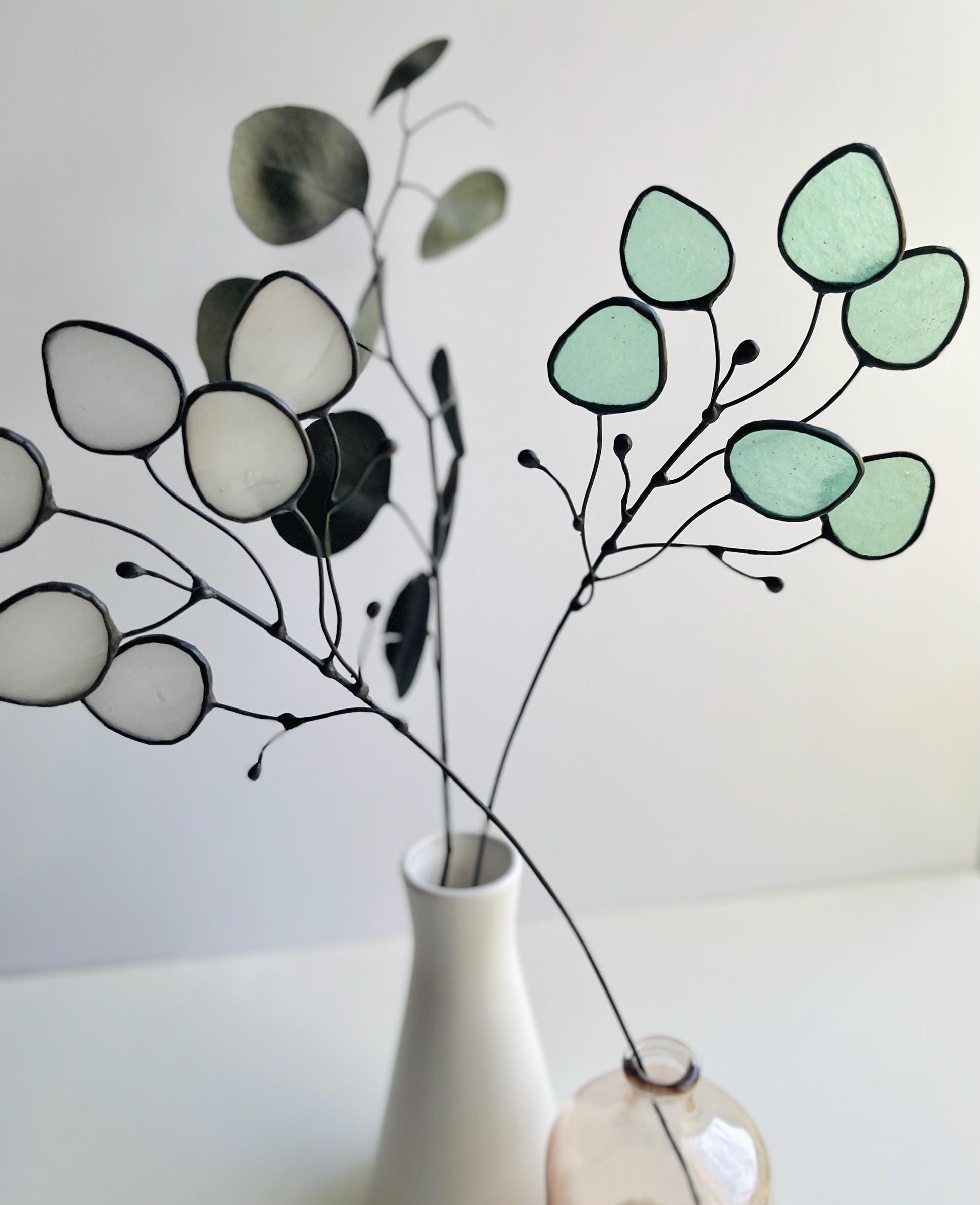 Glass Seafoam Eucalyptus Sprig - Samara Designs Studio