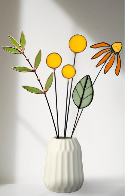 Olive Green Glass Wildflower Stem - Samara Designs Studio