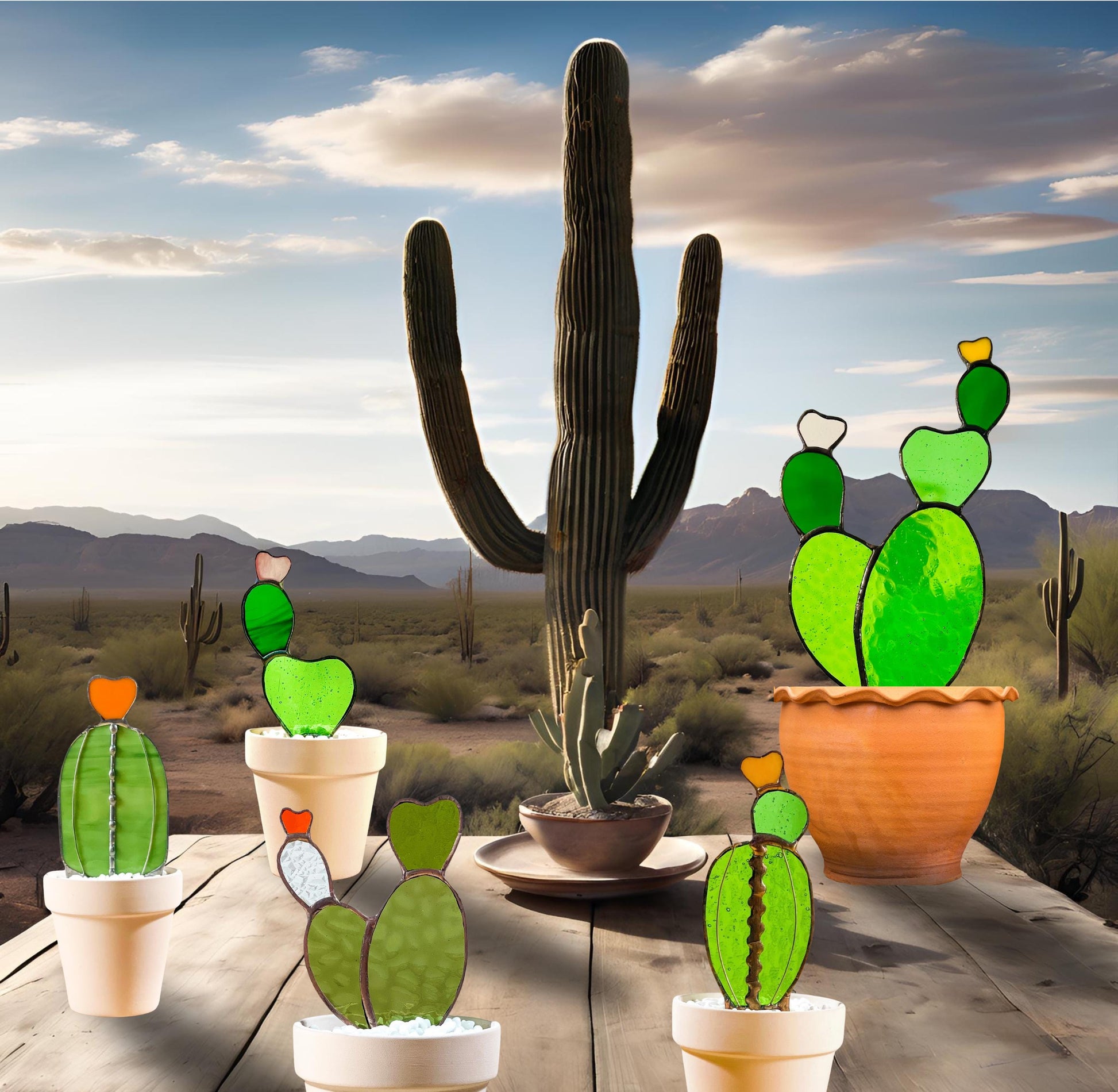 Baby Bunny Ear Glass Cactus - Samara Designs Studio