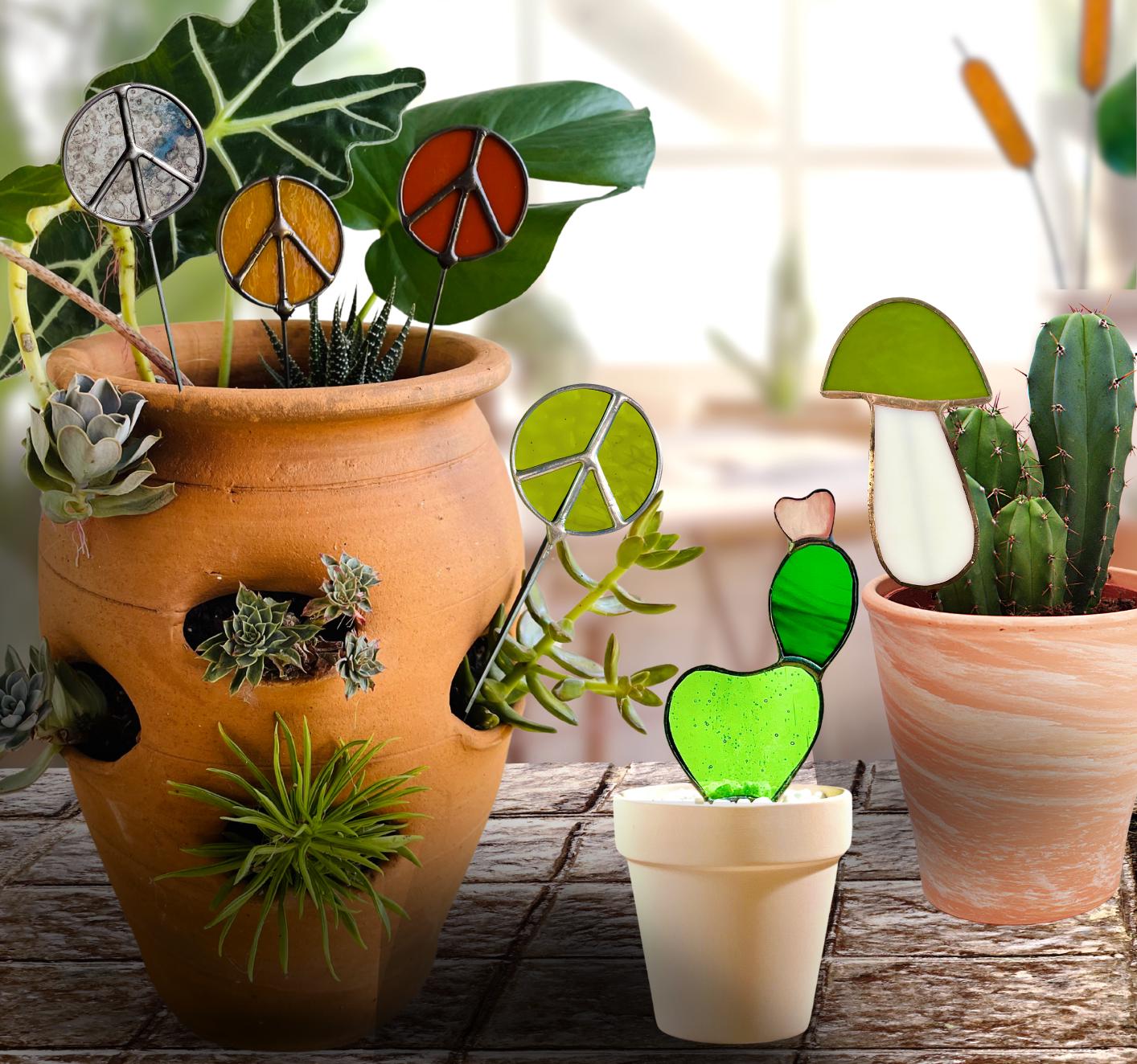 Mirror Peace Sign Plant Stake - Samara Designs Studio