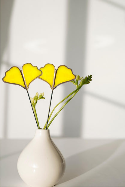 Glass Ginkgo Leaf Plant Stake - Samara Designs Studio