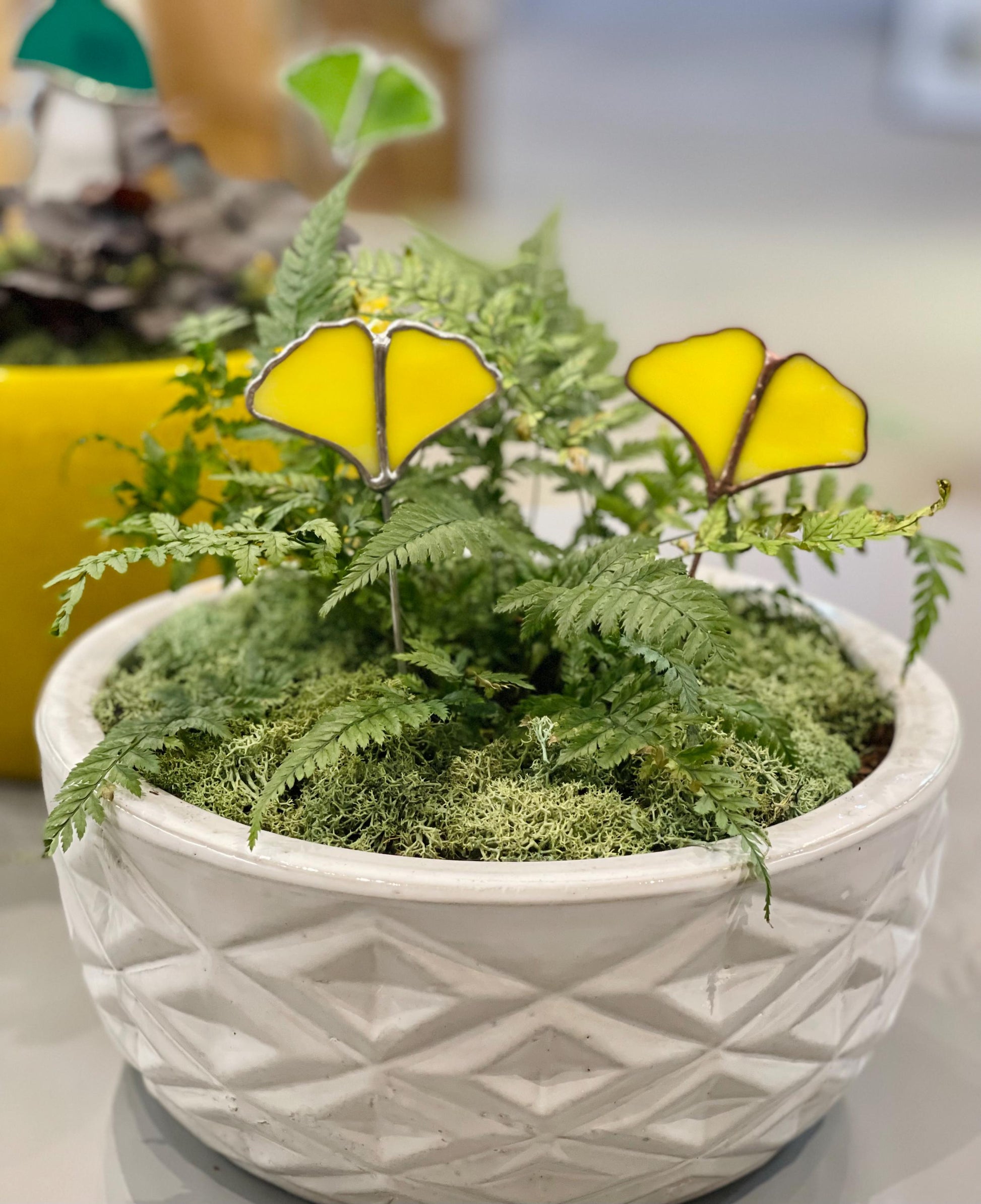 Glass Ginkgo Leaf Plant Stake - Samara Designs Studio