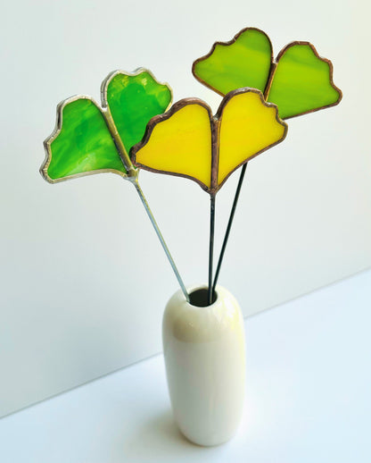 Glass Ginkgo Leaf Plant Stake - Samara Designs Studio