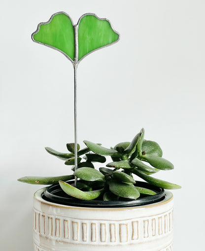 Glass Ginkgo Leaf Plant Stake - Samara Designs Studio
