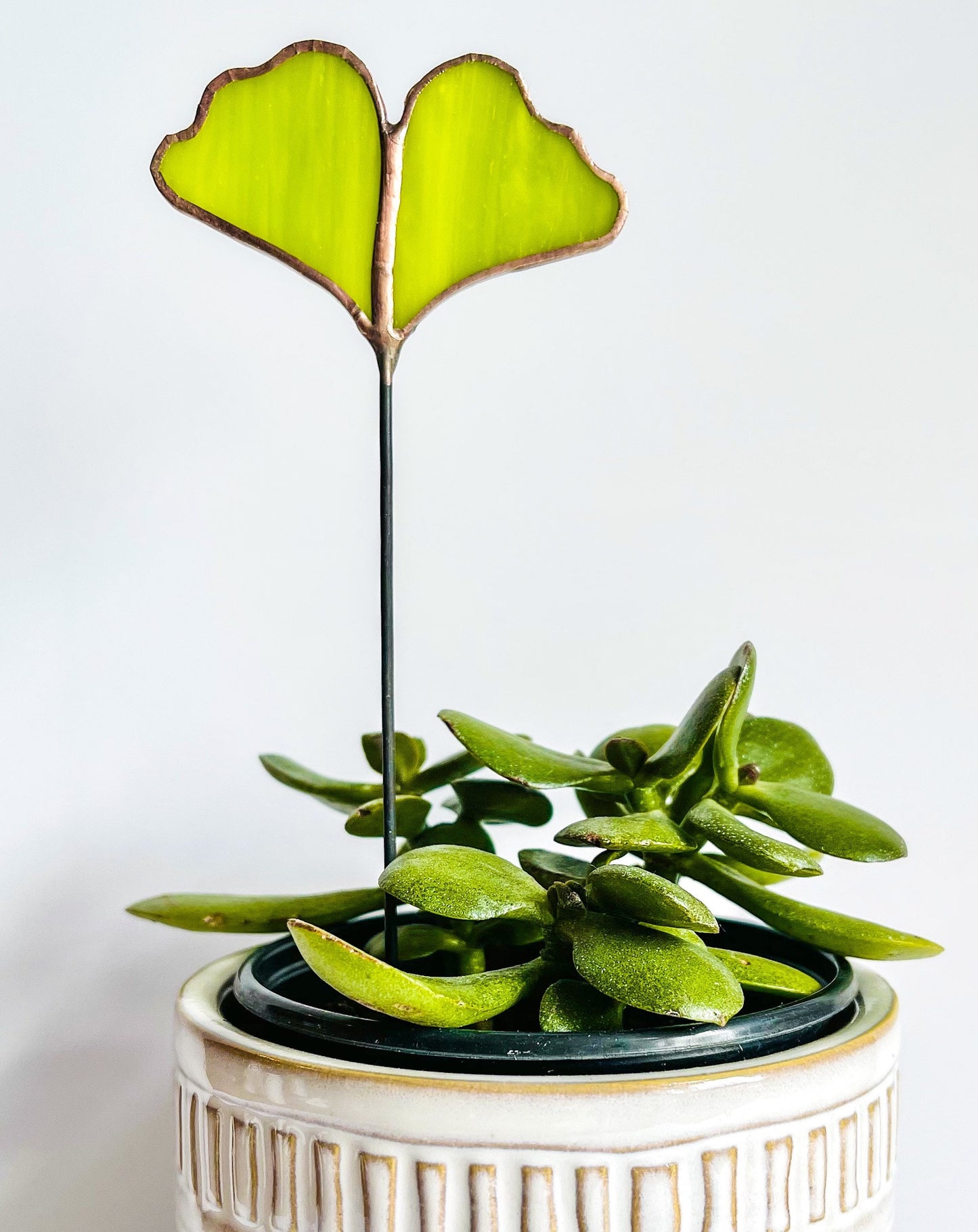 Glass Ginkgo Leaf Plant Stake - Samara Designs Studio