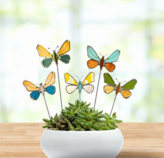 Glass Butterfly Plant Stake - Samara Designs Studio