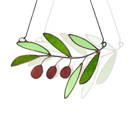 Glass Greek Olive Branch Suncatcher - Samara Designs Studio