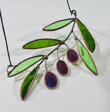 Glass Greek Olive Branch Suncatcher - Samara Designs Studio