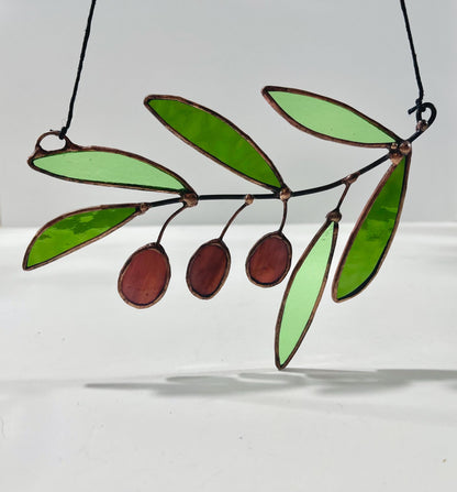 Glass Greek Olive Branch Suncatcher - Samara Designs Studio