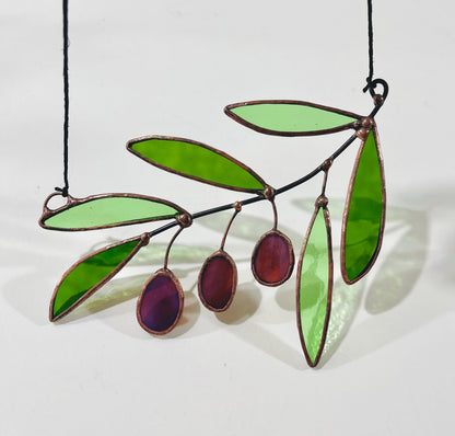 Glass Greek Olive Branch Suncatcher - Samara Designs Studio