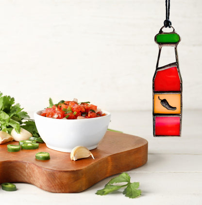 Hot Sauce Bottle Suncatcher - Samara Designs Studio