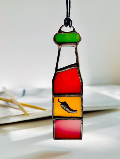 Hot Sauce Bottle Suncatcher - Samara Designs Studio