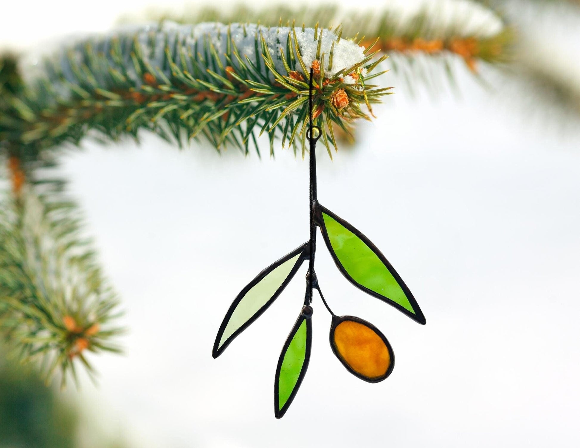 Mini Glass Olive Branch Suncatcher - Samara Designs Studio