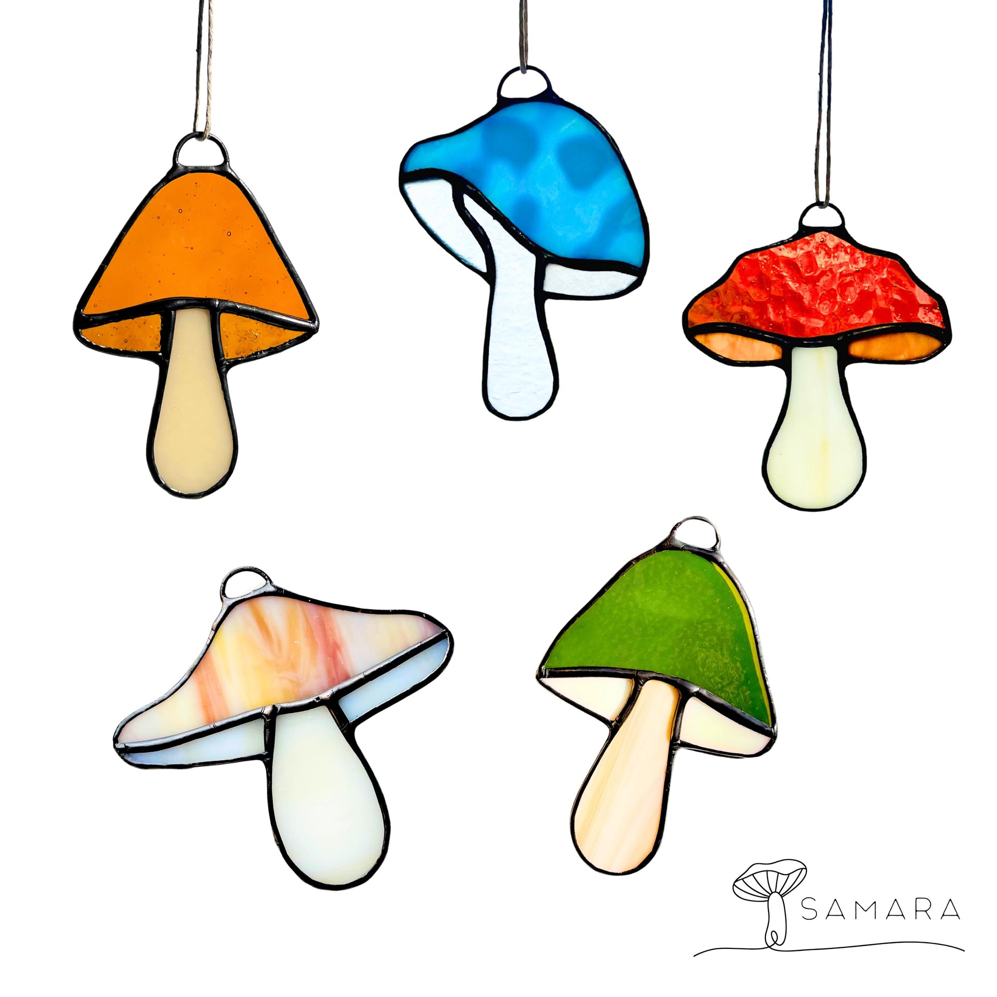 Stained Glass Mushroom Suncatchers - Samara Designs Studio
