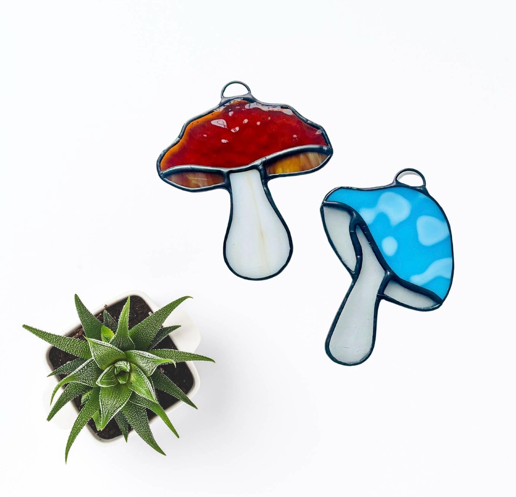 Stained Glass Mushroom Suncatchers - Samara Designs Studio