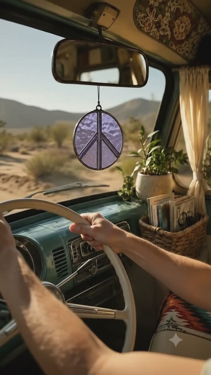Palm Springs Peace Sign Stained Glass Suncatcher