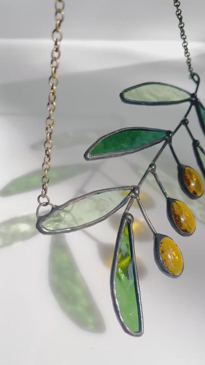 Stained Glass Olive Branch Suncatcher